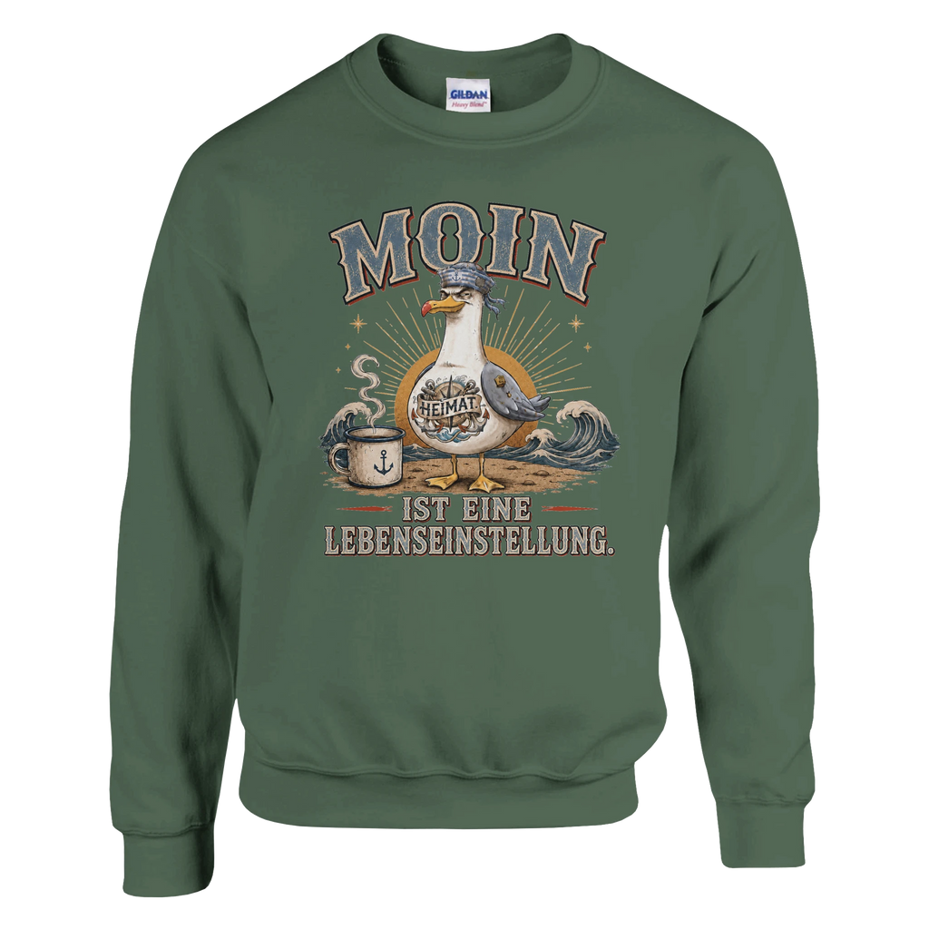 Pullover in Hellrosa mit Motiv „Moin ist eine Lebenseinstellung Möwe“