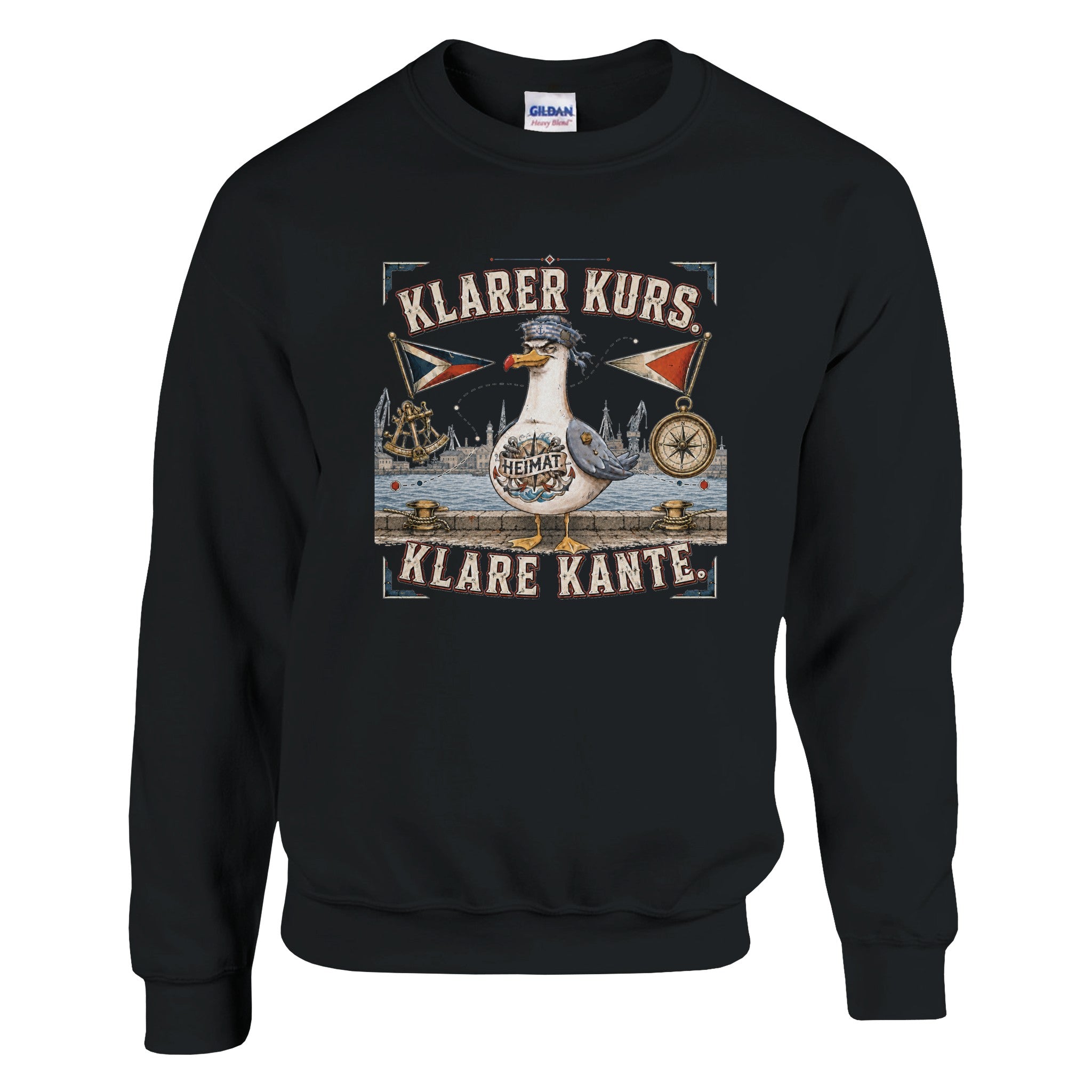 Pullover in Hellrosa mit Motiv „Klarer Kurs. Klare Kante. Möwe“
