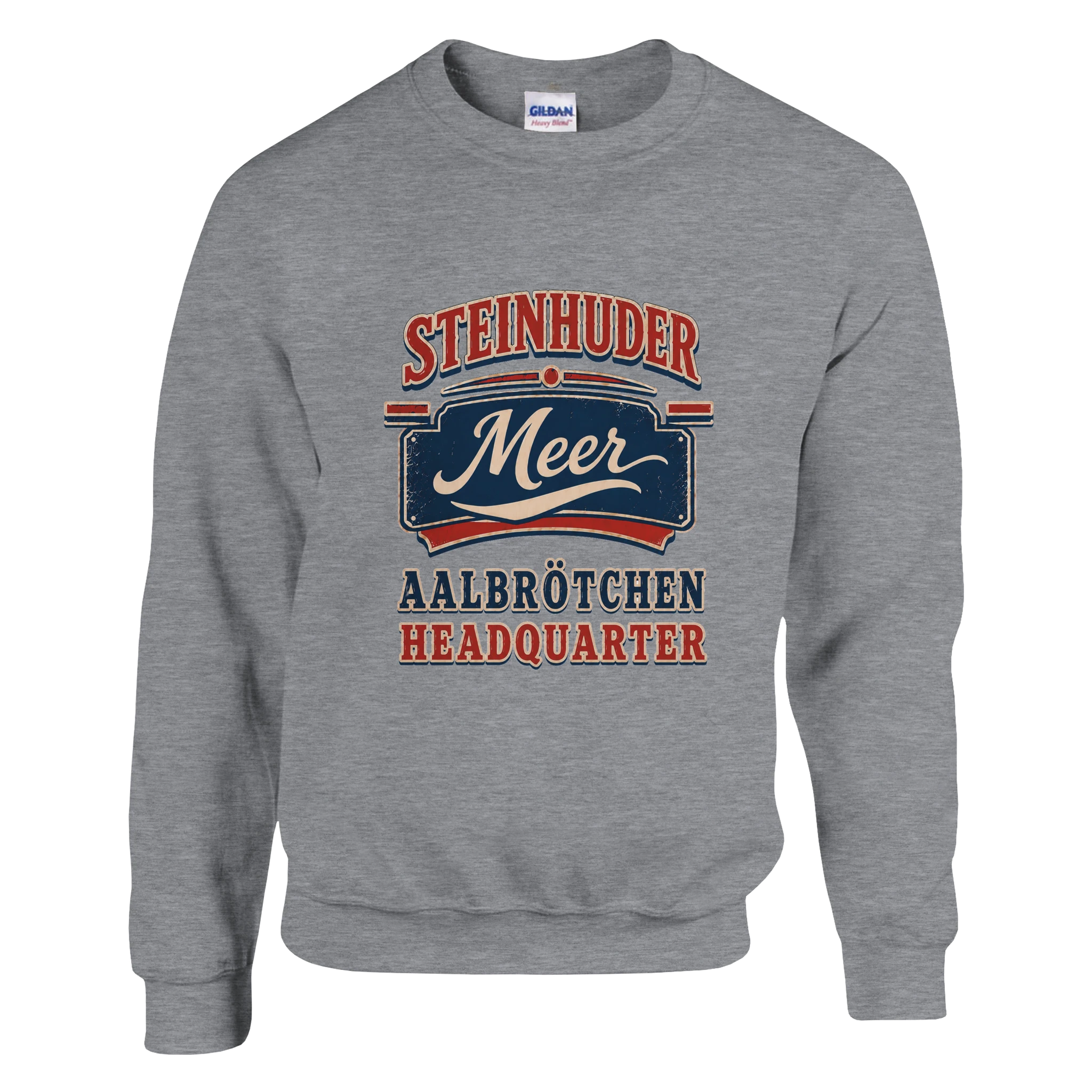 Pullover in Weiß mit Motiv „Aalbrötchen“