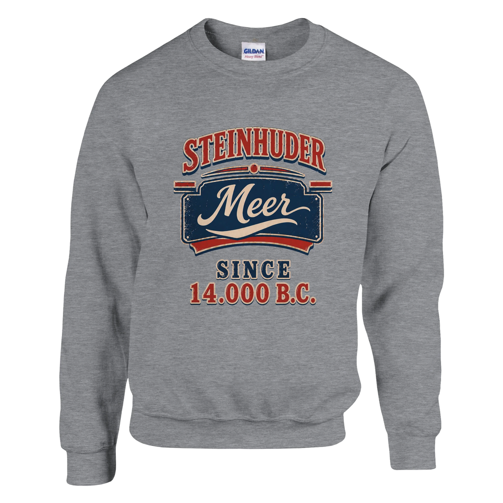 Pullover in Aschgrau mit Motiv „Since 14.000 B.C.“