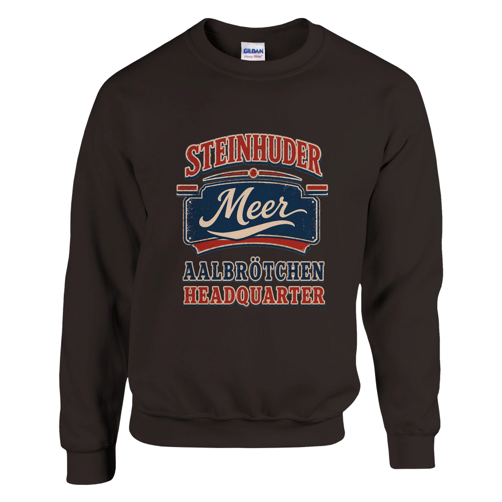 Pullover in Aschgrau mit Motiv „Aalbrötchen“