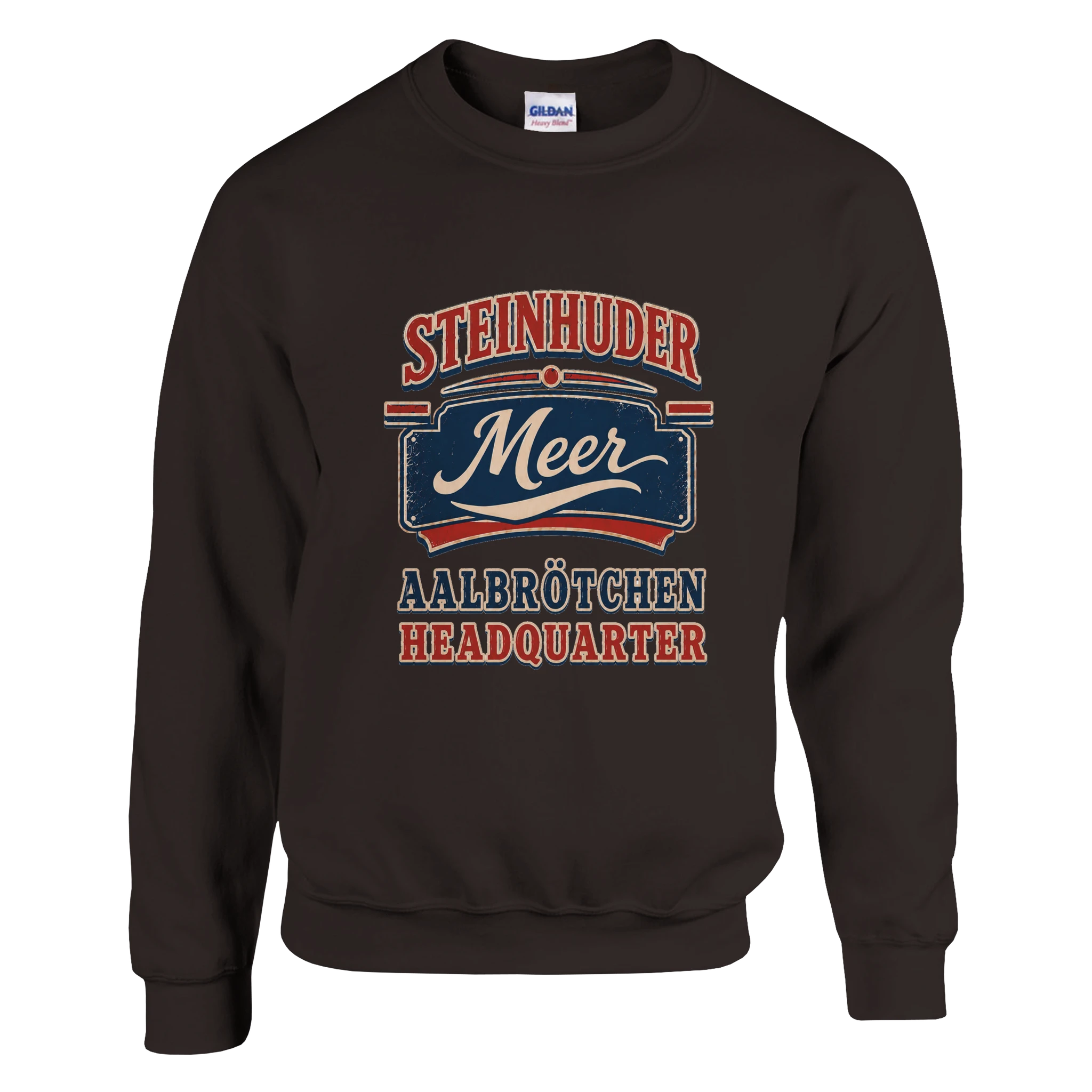 Pullover in Aschgrau mit Motiv „Aalbrötchen“