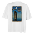 Damen-T-Shirt in Weiß mit Motiv „Möwe auf Poller“