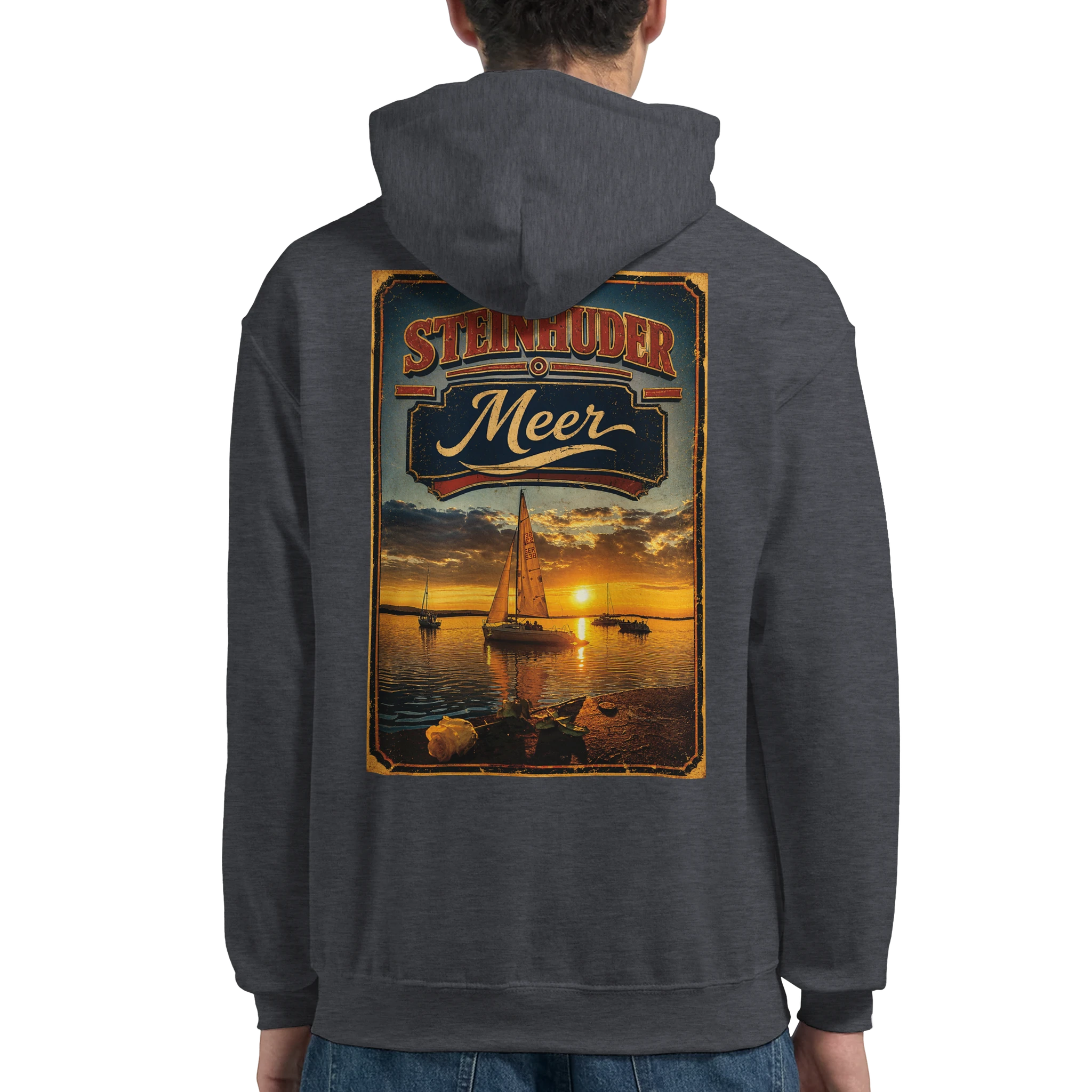 Hoodie in Weiß mit Motiv „White Night am Wilhelmstein im Sonnenuntergang“