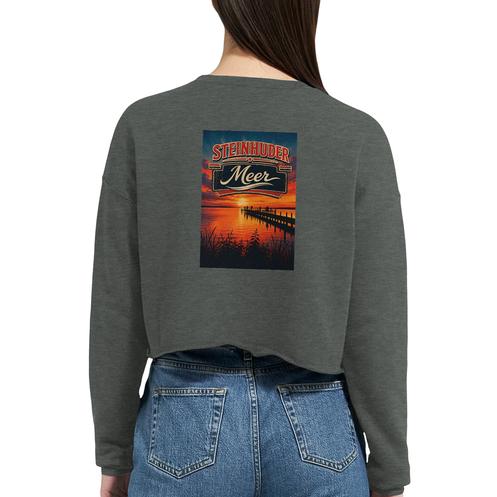 Damen-Pullover in Mauve mit Motiv „Sunset Ratskeller Steg am Steinhuder Meer“
