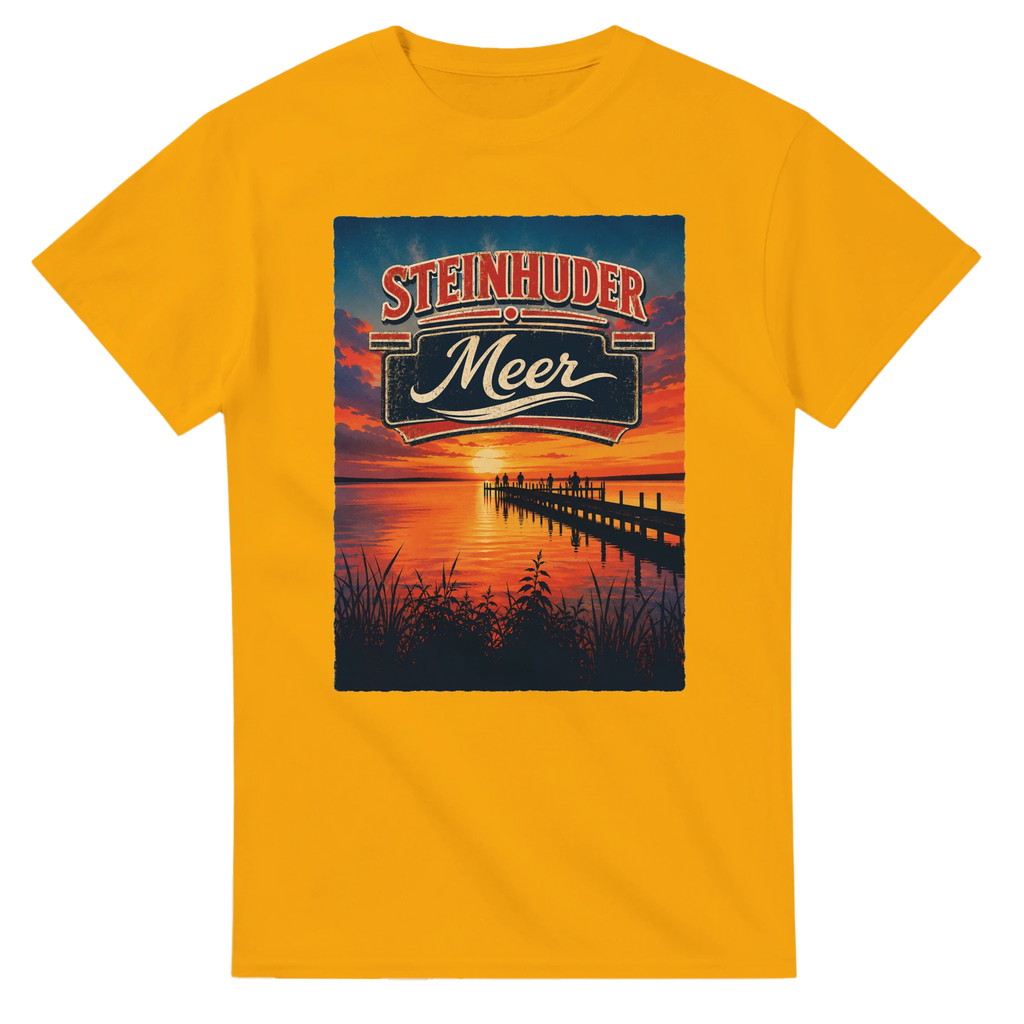 T-Shirt in Natur mit Motiv „Sunset Ratskeller Steg am Steinhuder Meer“