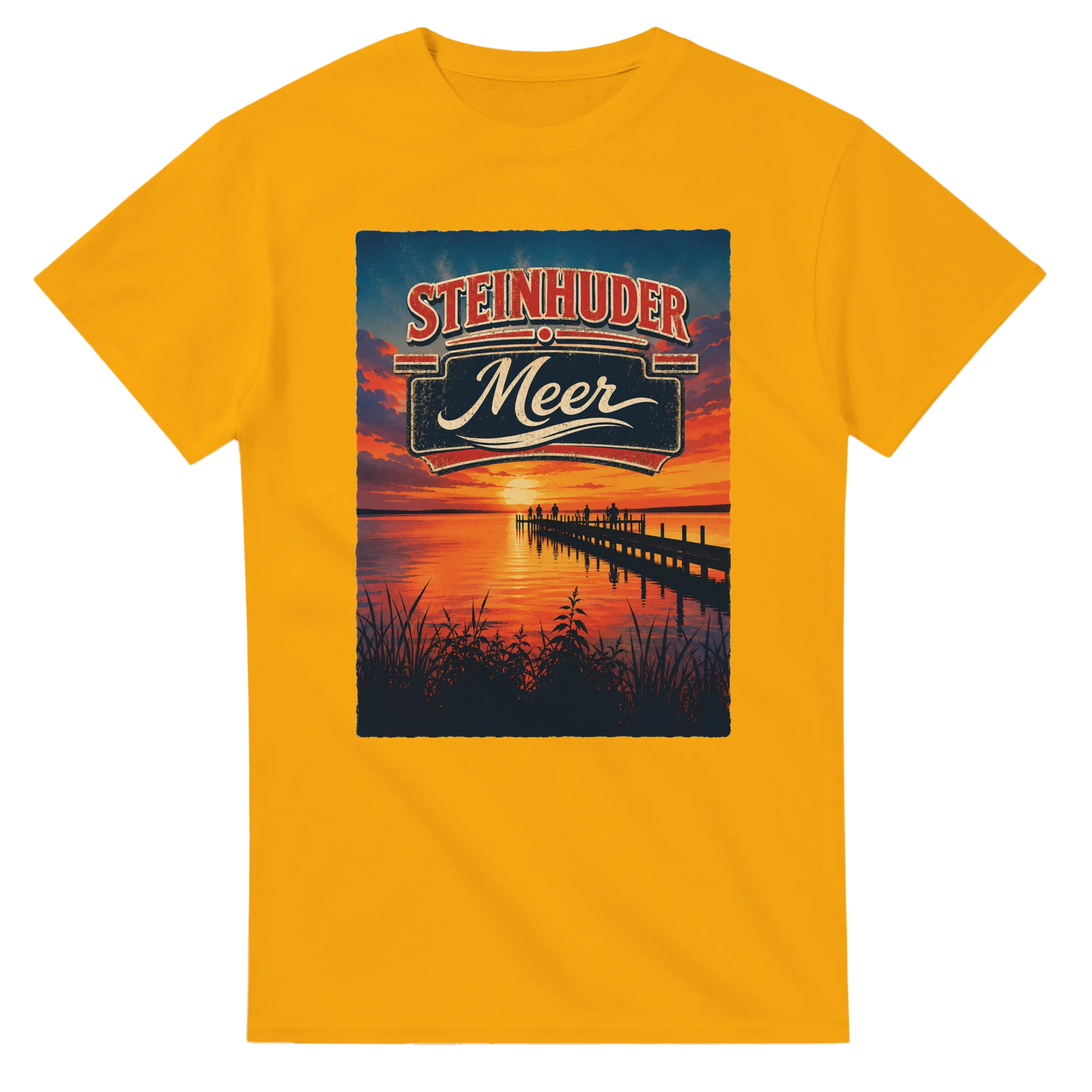 T-Shirt in Natur mit Motiv „Sunset Ratskeller Steg am Steinhuder Meer“
