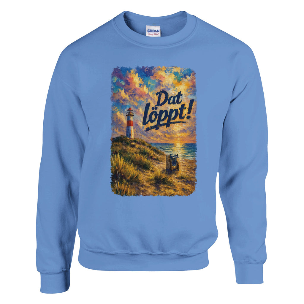 Pullover in Weiß mit Motiv „Dat Löppt! Typisch Norddeutsch“