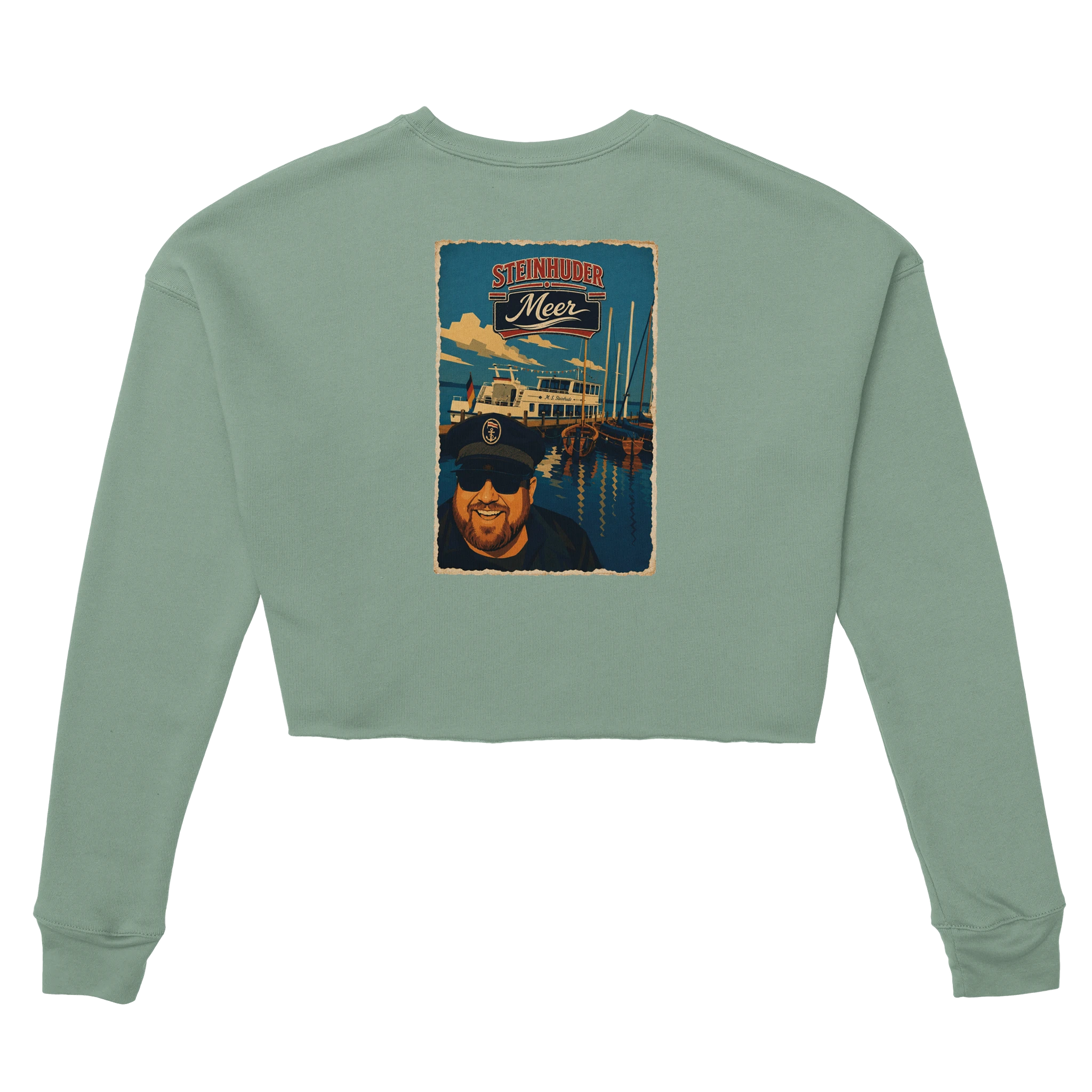 Damen-Pullover in Mauve mit Motiv „Kapitän an Bord“