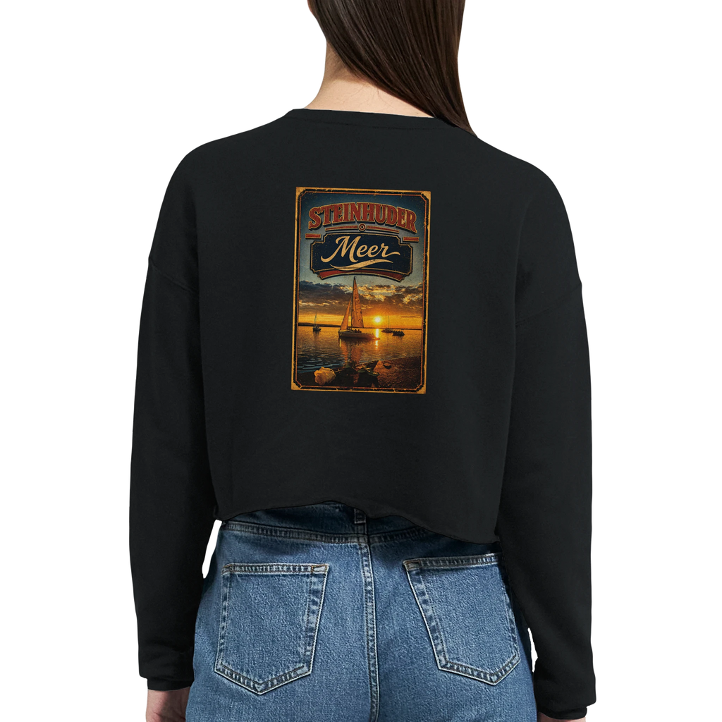 Damen-Pullover in Staubblau mit Motiv „White Night am Wilhelmstein mit Sonnenuntergang“