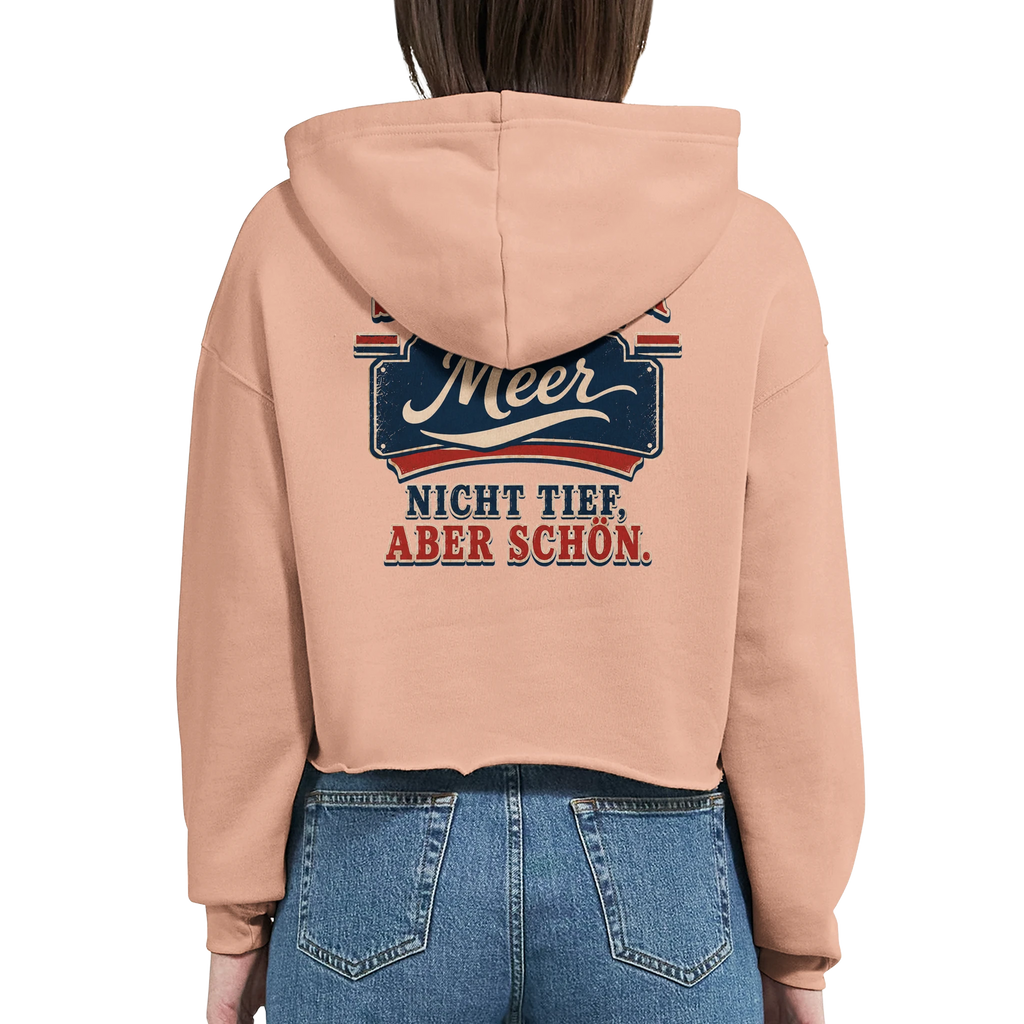 Damen-Hoodie in Weiß mit Motiv „Nicht tief, aber schön.“