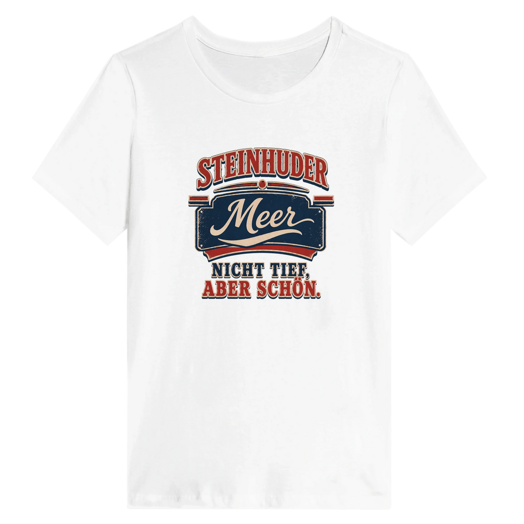 Damen-T-Shirt in Weiß mit Motiv „Nicht tief, aber schön.“