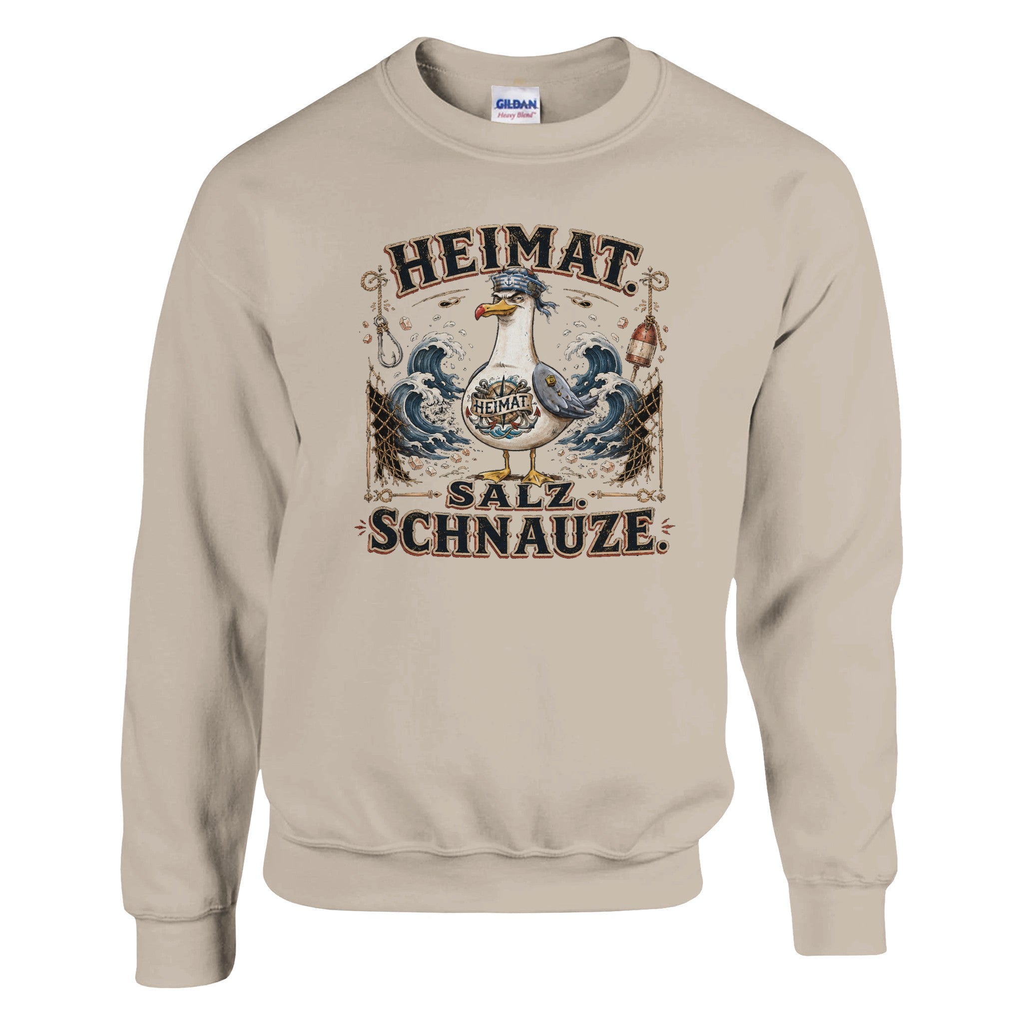 Pullover in Weiß mit Motiv „Heimat Salz Schnauze“