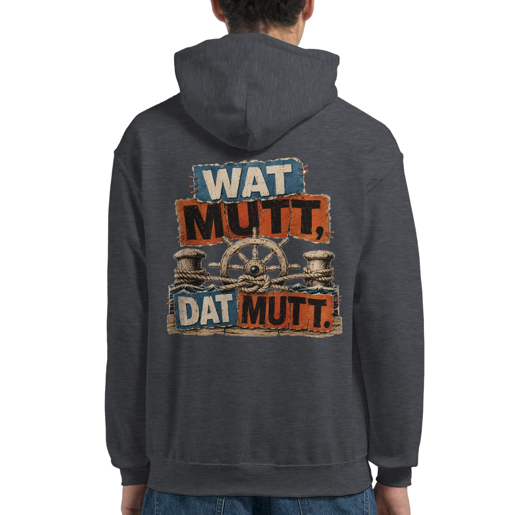 Hoodie in Hellrosa mit Motiv „Wat Mutt, Dat Mutt.“