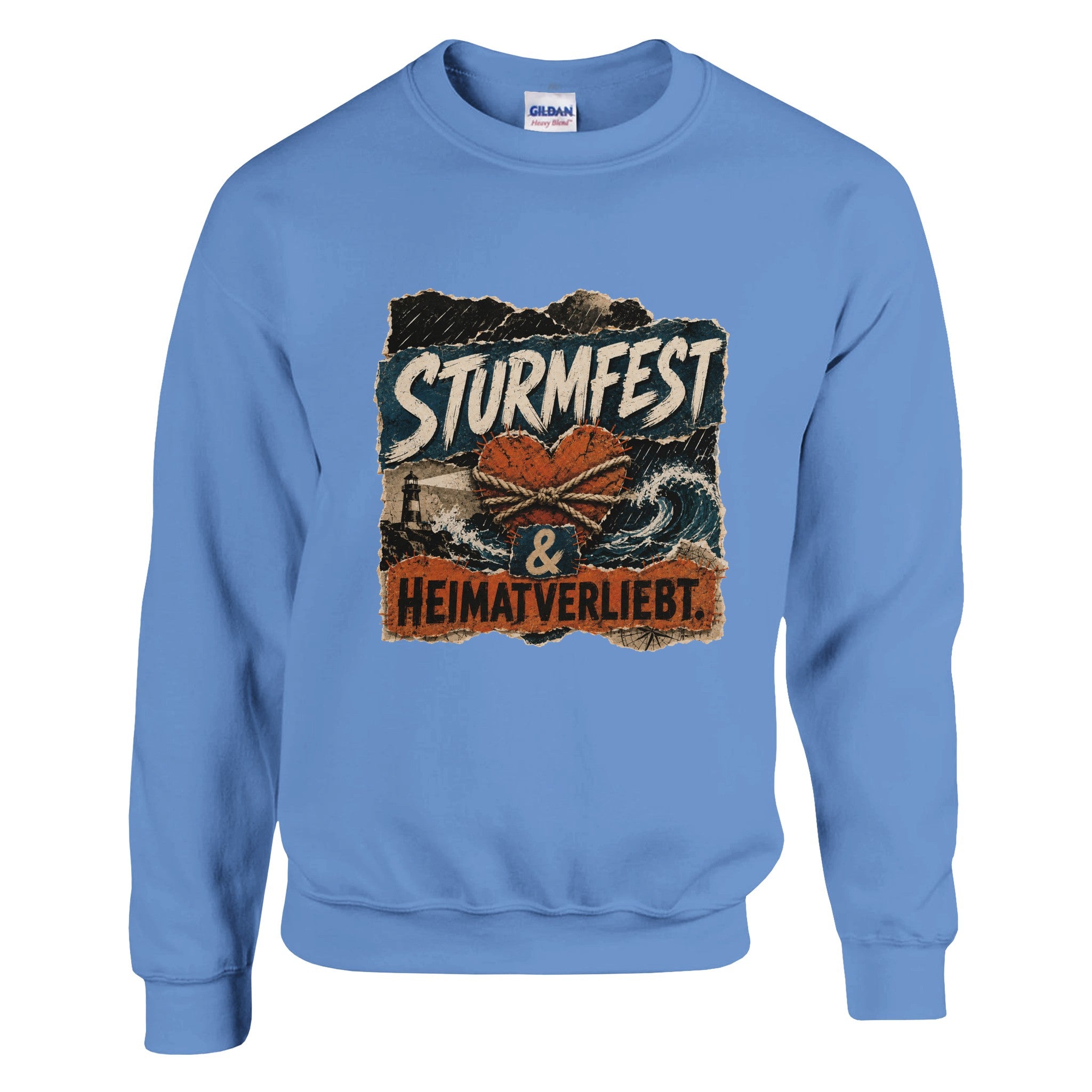 Pullover in Weiß mit Motiv „Sturmfest & Heimatverliebt“