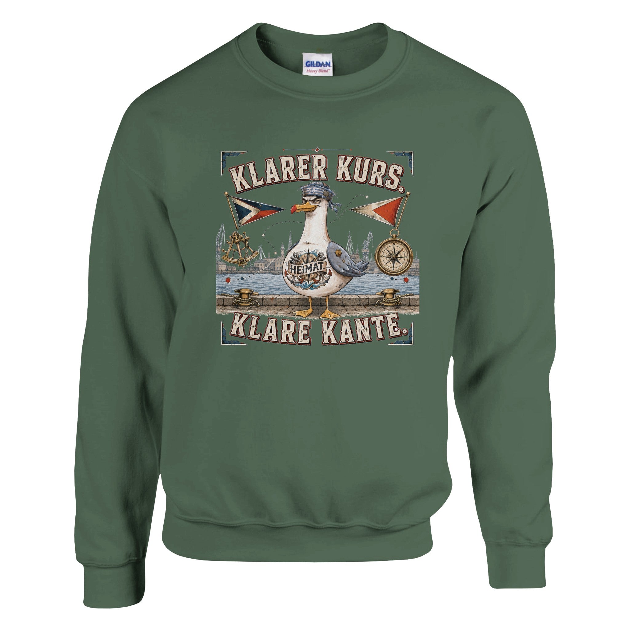 Pullover in Weiß mit Motiv „Klarer Kurs. Klare Kante. Möwe“