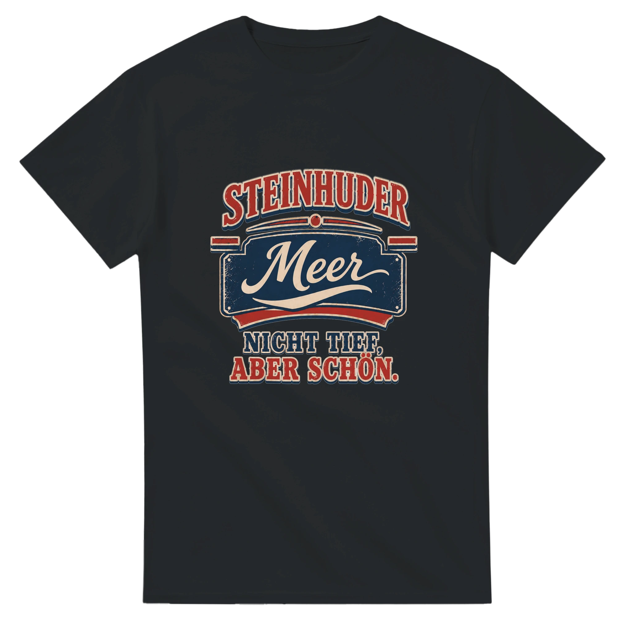 T-Shirt in Natur mit Motiv „Nicht tief, aber schön.“