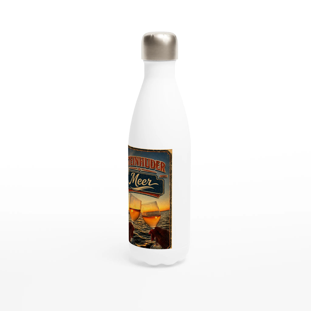 Weiße Edelstahl-Wasserflasche, 500 ml