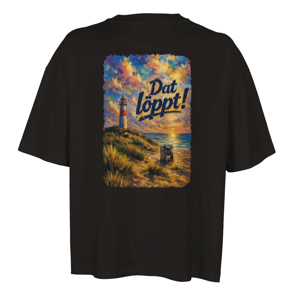 Übergroßes T-Shirt für Damen - Dat löppt! Typisch Norddeutsch in Weiß