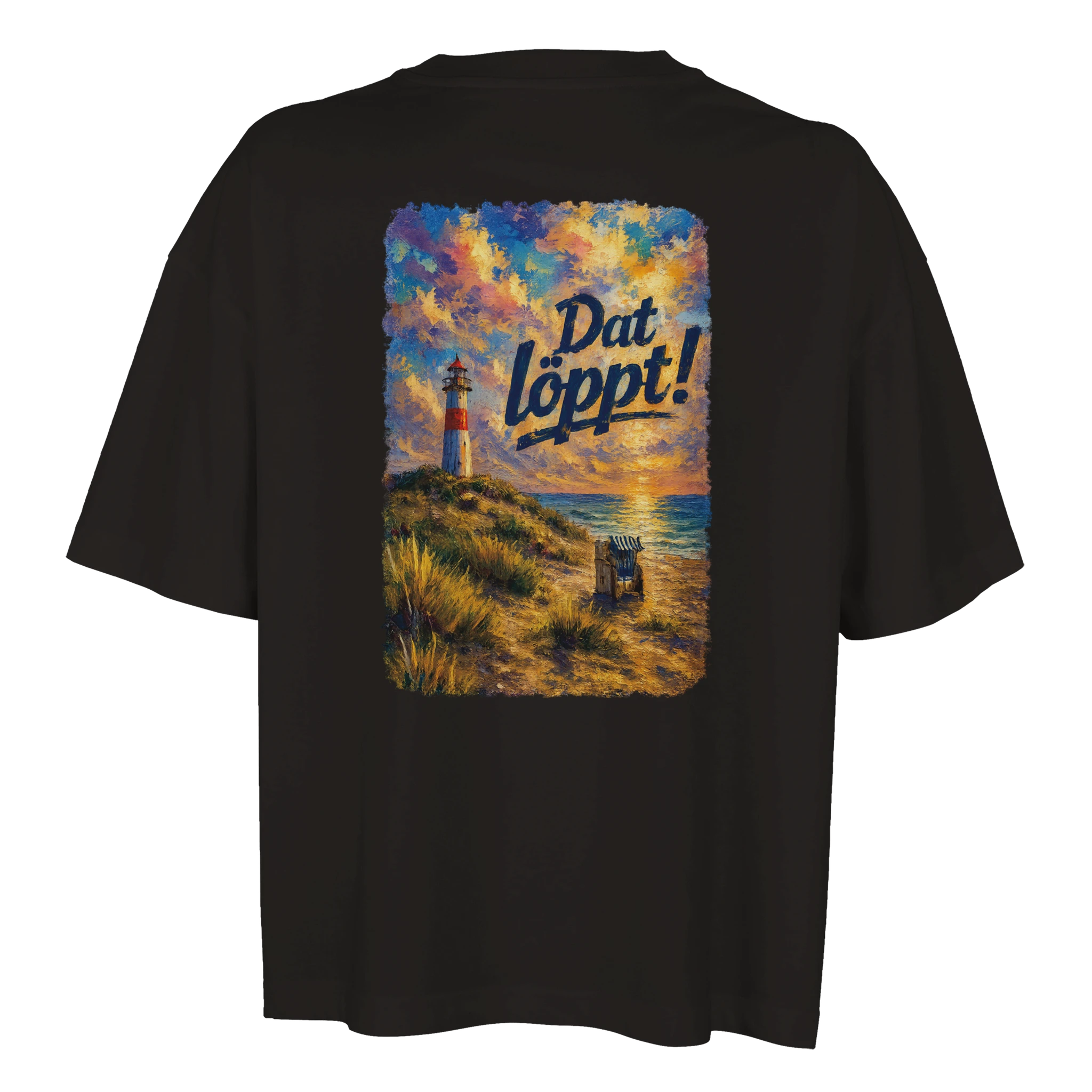 Übergroßes T-Shirt für Damen - Dat löppt! Typisch Norddeutsch in Weiß