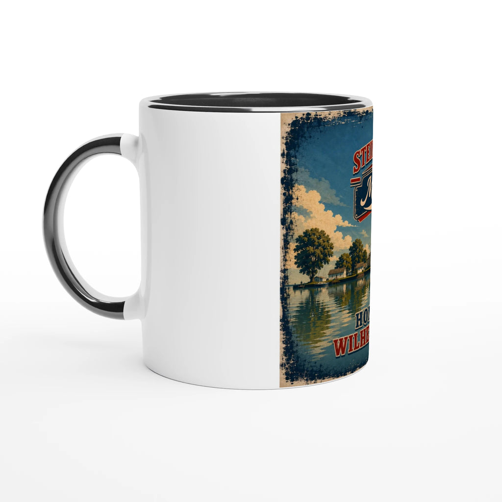 Weiße Keramiktasse mit farbiger Innenseite und Griff, 300 ml