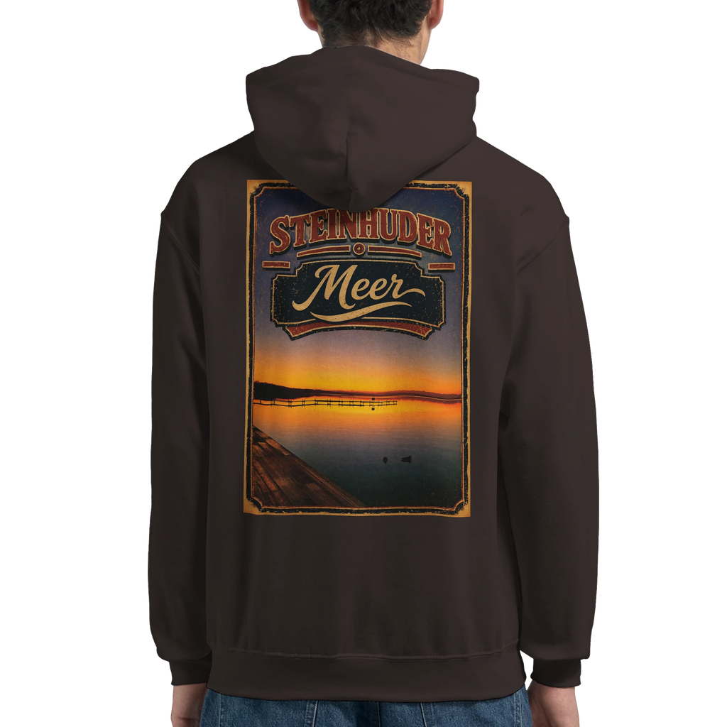 Hoodie in Aschgrau mit Motiv „Steg an der Planke“