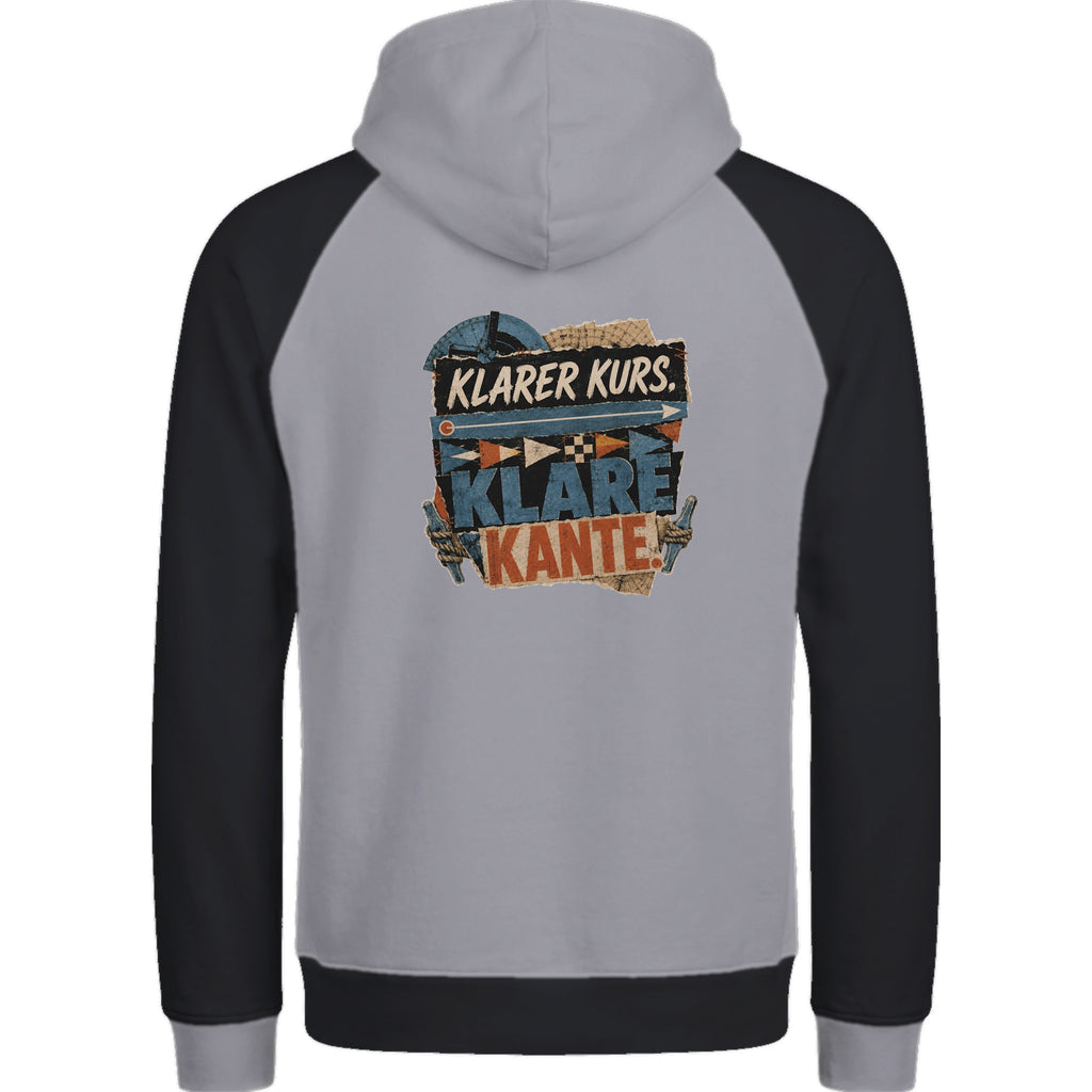 Hoodie in Ton mit Motiv „Klarer Kurs. Klare Kante.“