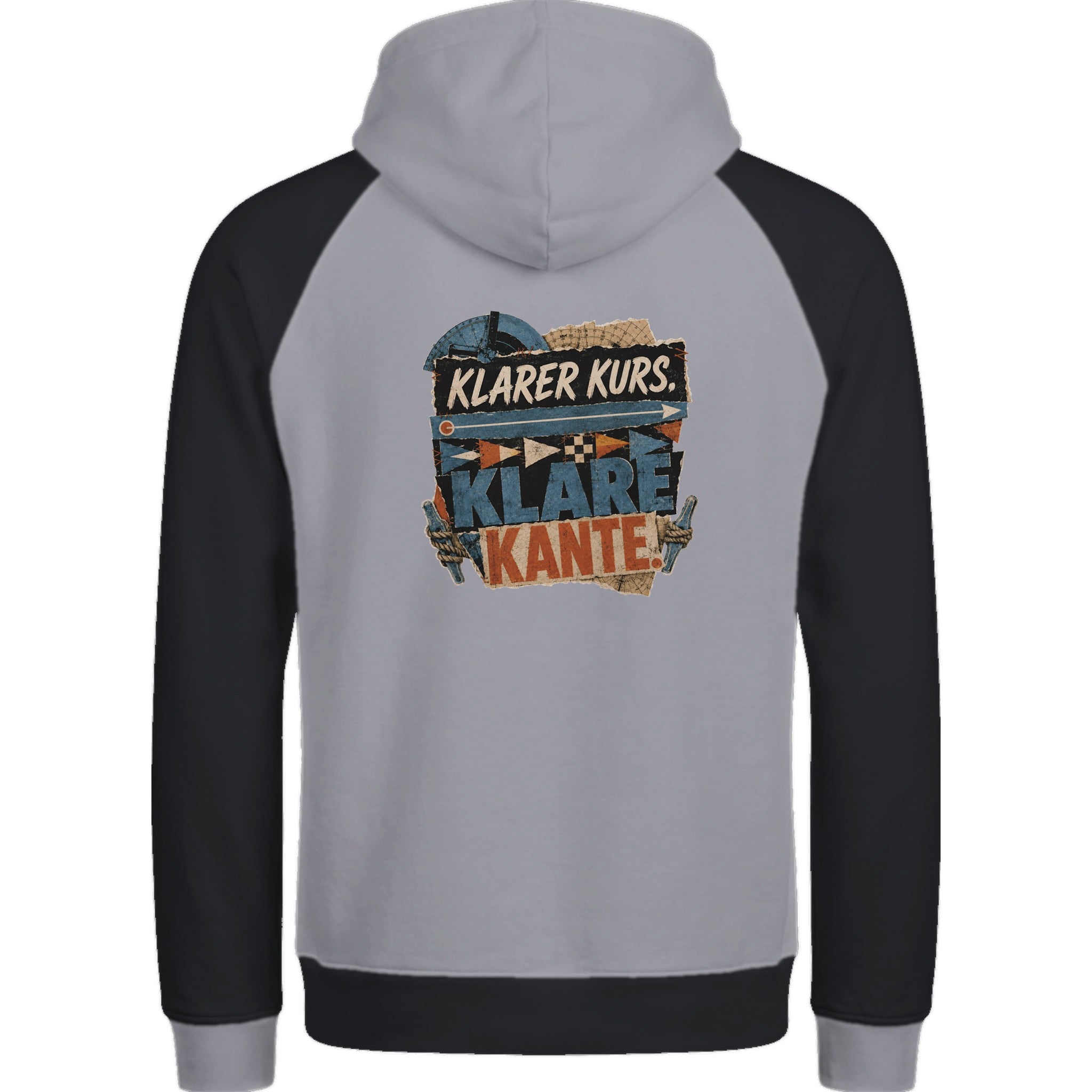 Hoodie in Ton mit Motiv „Klarer Kurs. Klare Kante.“