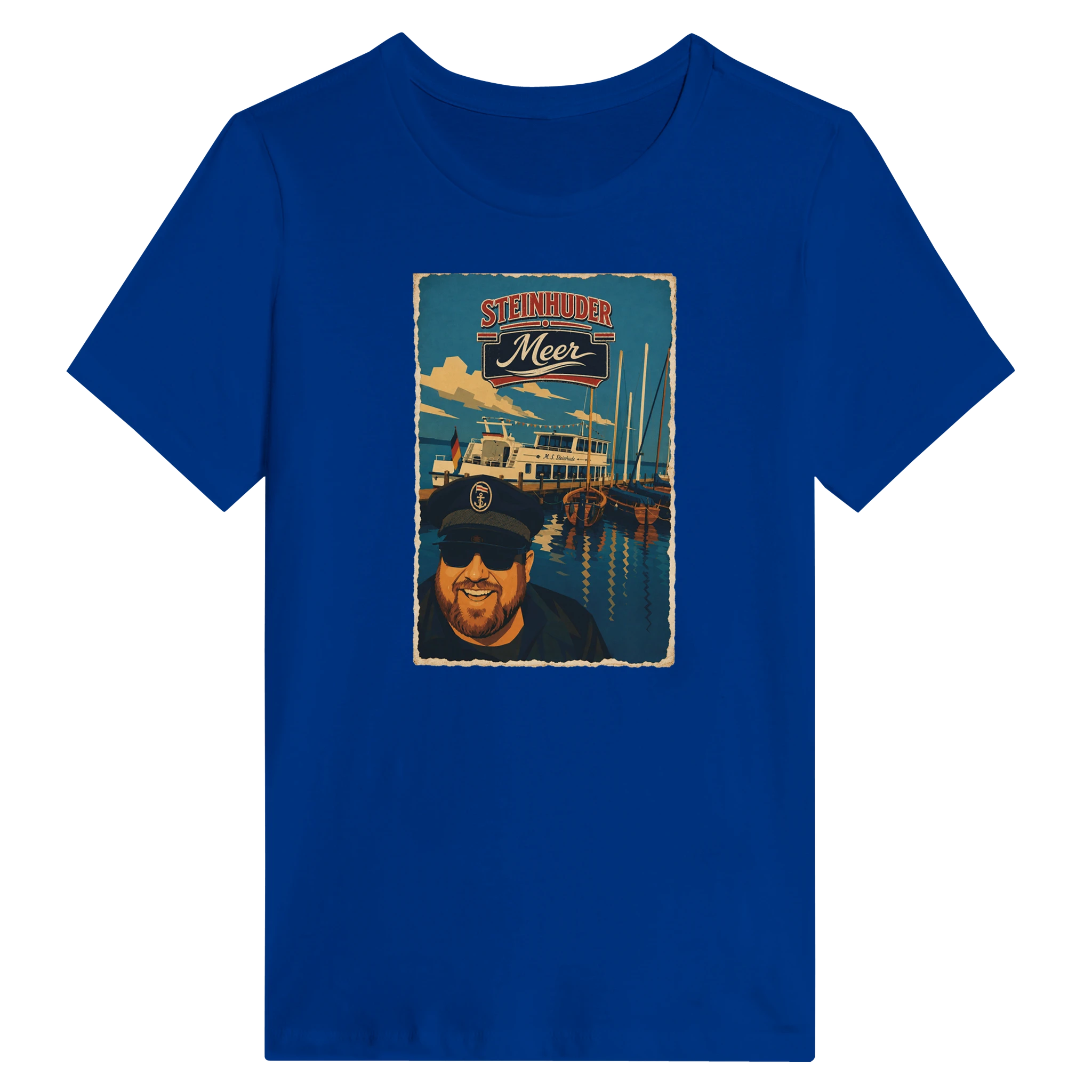 Damen-T-Shirt in Weiß mit Motiv „Kapitän an Bord“
