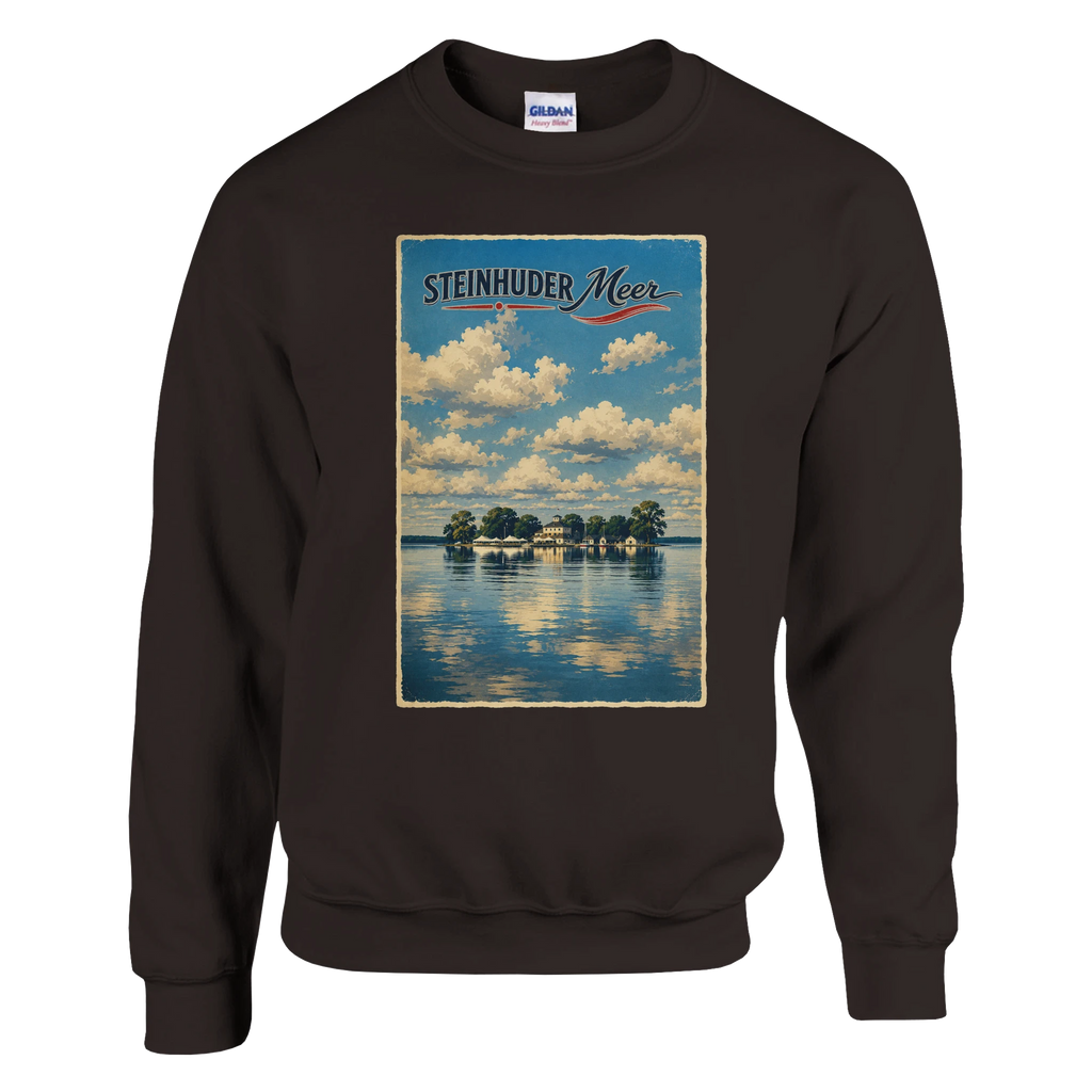 Pullover in Aschgrau mit Motiv „Wilhelmstein im Steinhuder Meer“