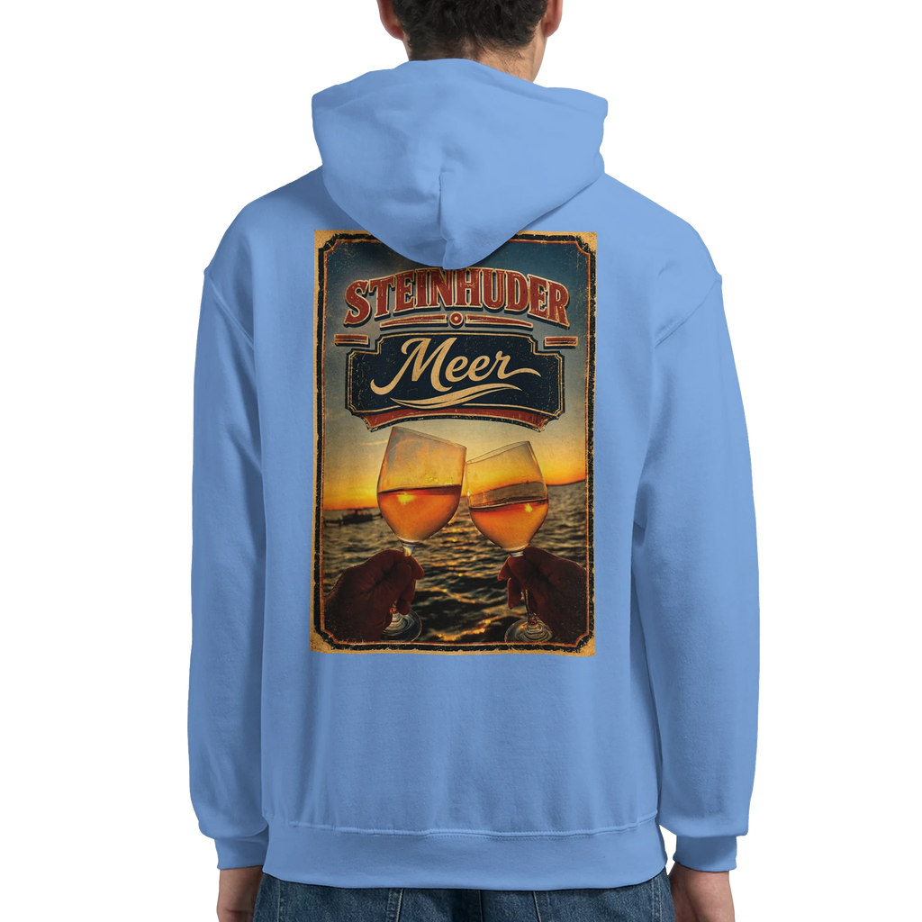 Hoodie in Weiß mit Motiv „Stößchen bei Sunset“