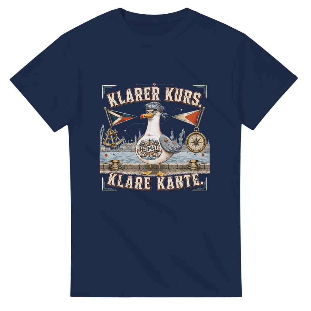 T-Shirt in Weiß mit Motiv „Klarer Kurs. Klare Kante. Möwe“