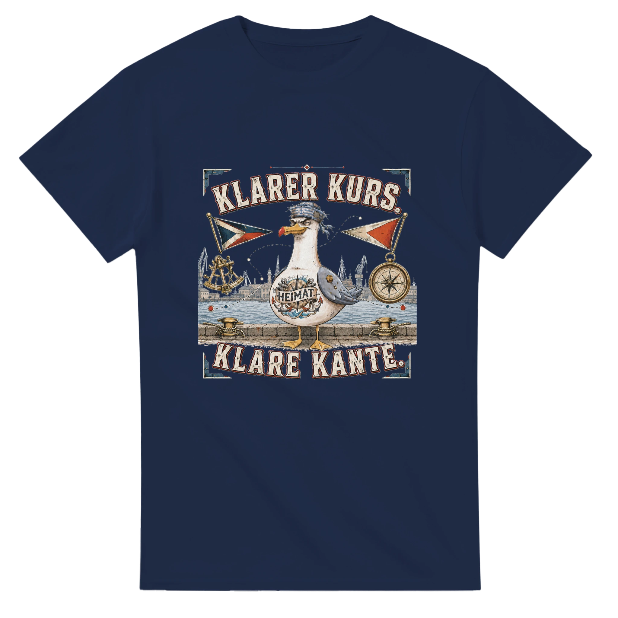 T-Shirt in Weiß mit Motiv „Klarer Kurs. Klare Kante. Möwe“