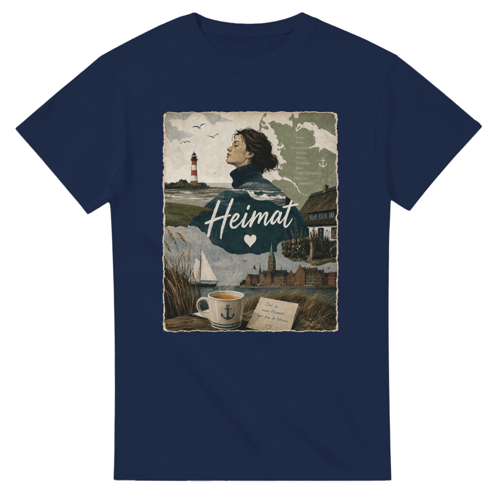 T-Shirt in Natur mit Motiv „Heimat mit Herz“