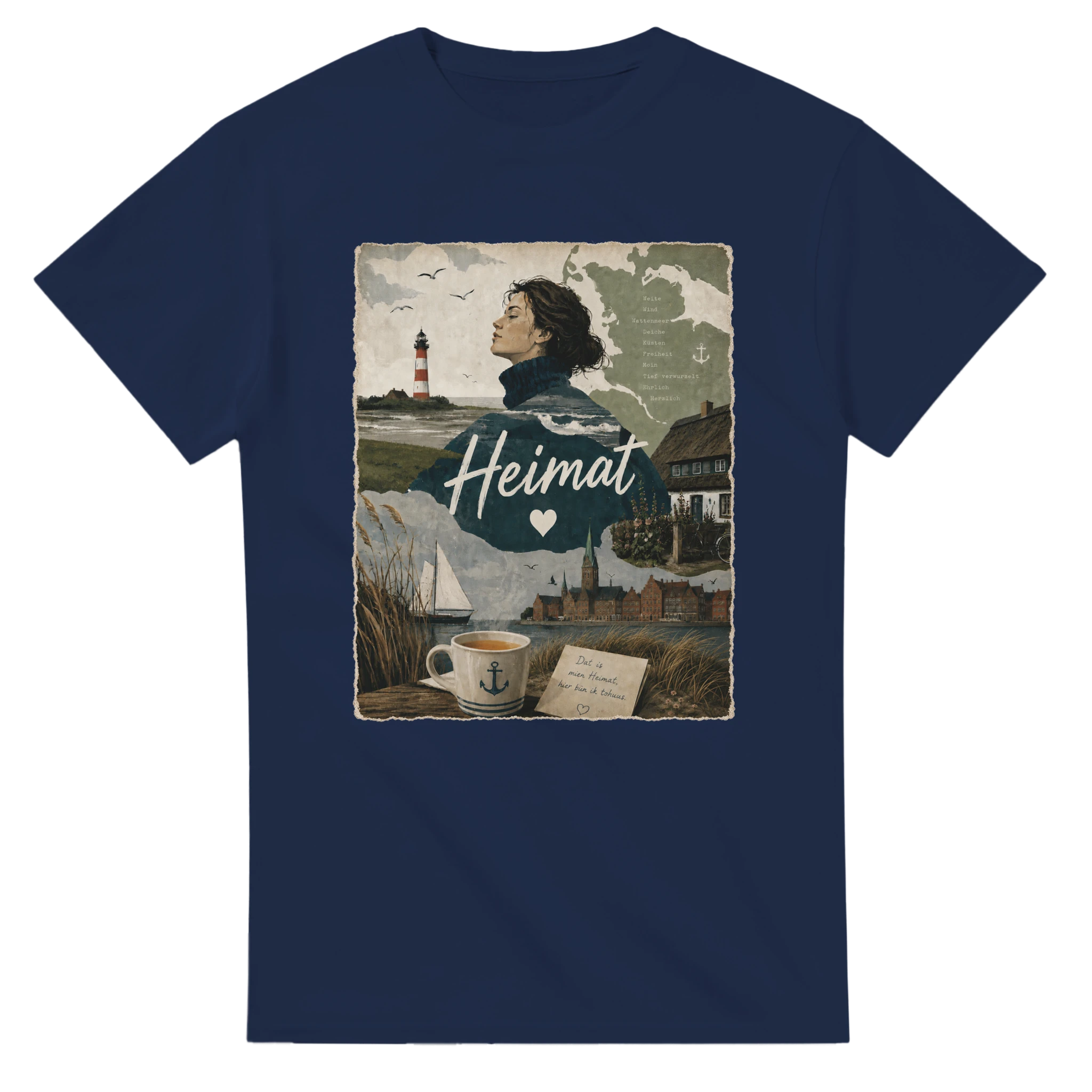 T-Shirt in Natur mit Motiv „Heimat mit Herz“
