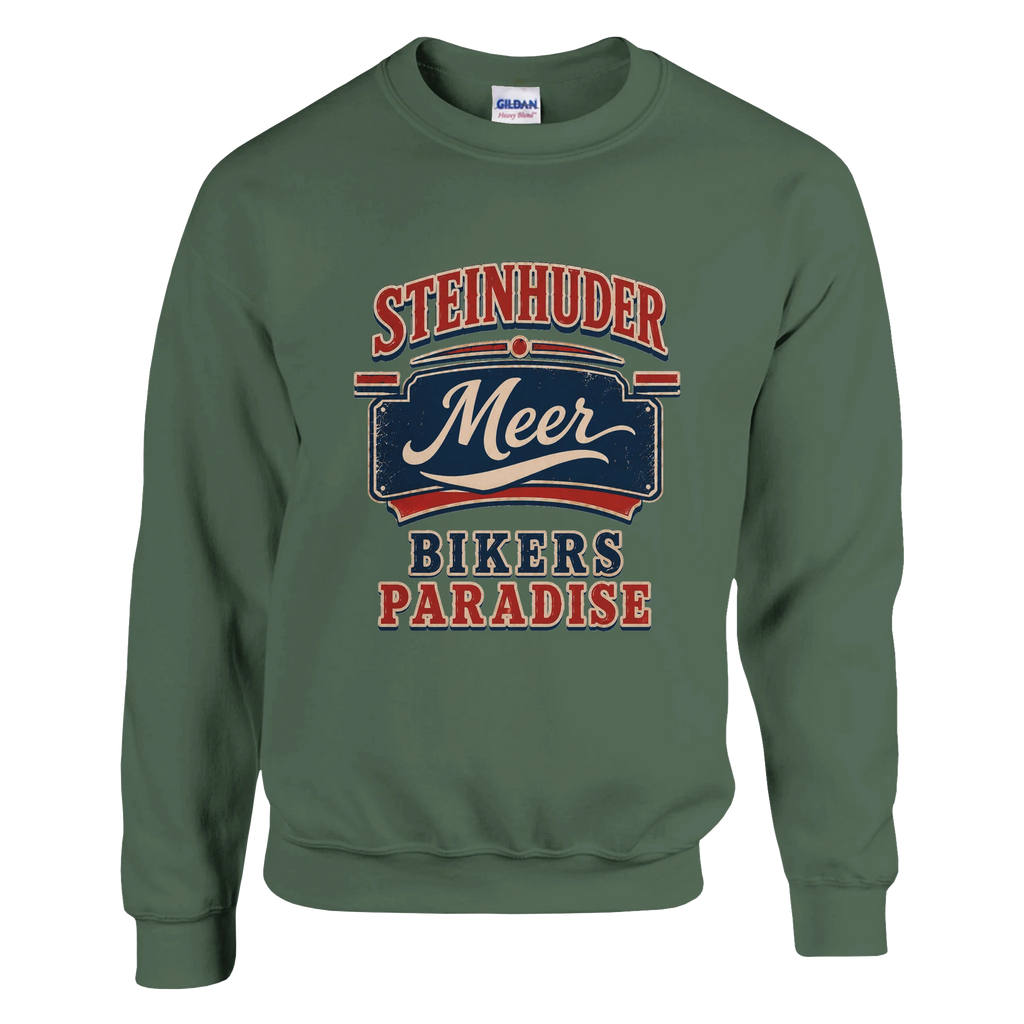 Pullover in Aschgrau mit Motiv „Bikers Paradise“
