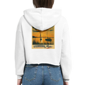 Damen-Hoodie in Weiß mit Motiv „Segler am Steinhuder Meer beim Sunset“