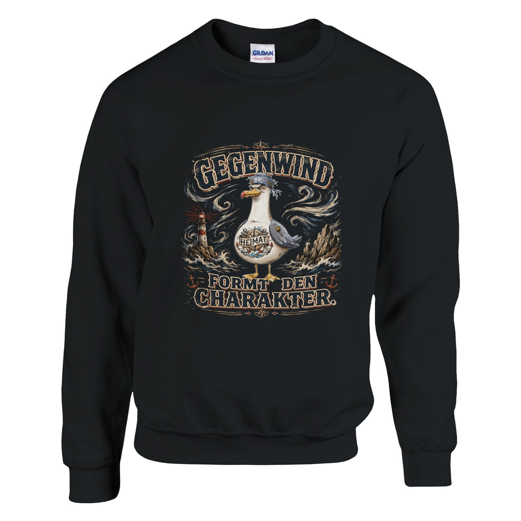 Pullover in Hellrosa mit Motiv „Gegenwind formt den Charakter“