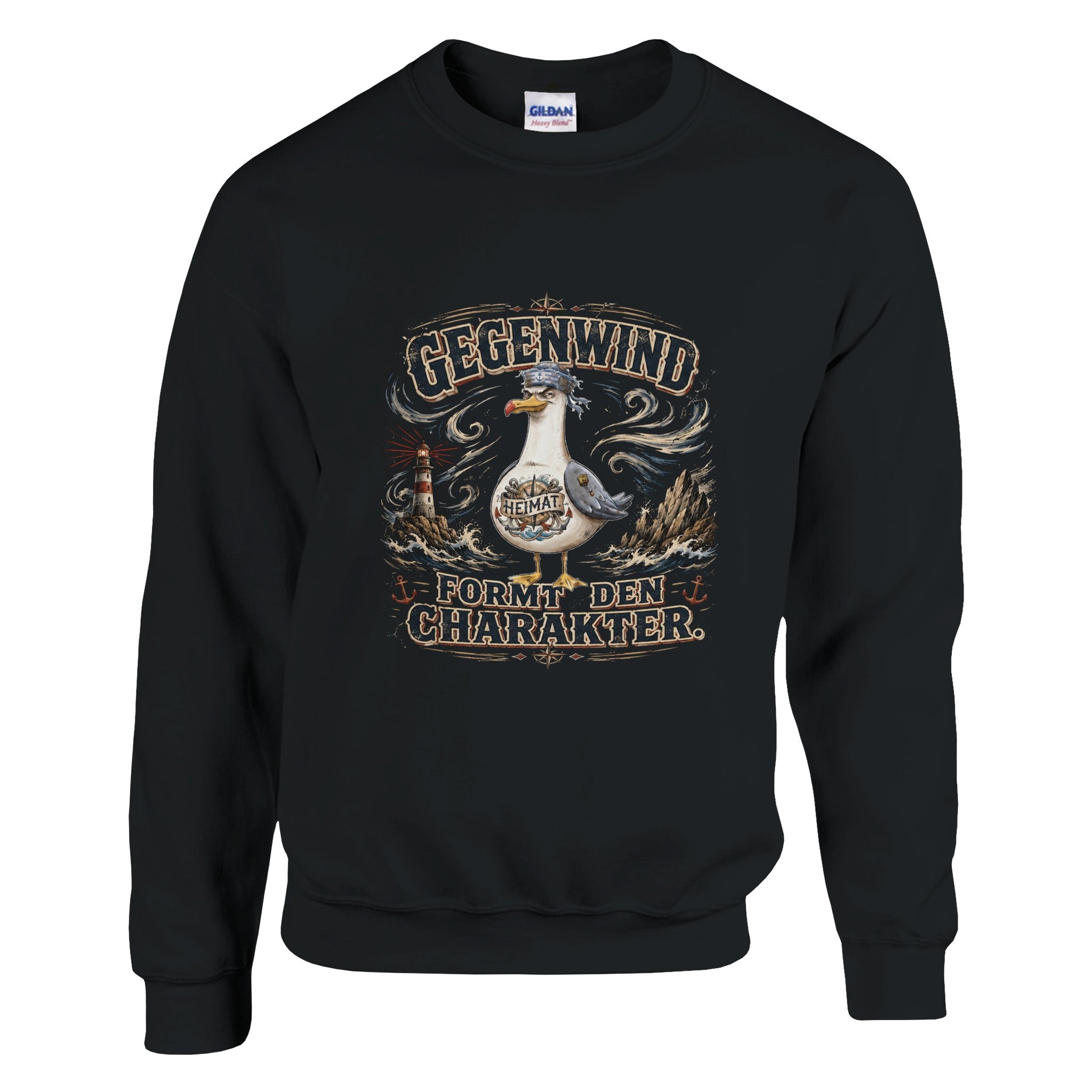 Pullover in Hellrosa mit Motiv „Gegenwind formt den Charakter“