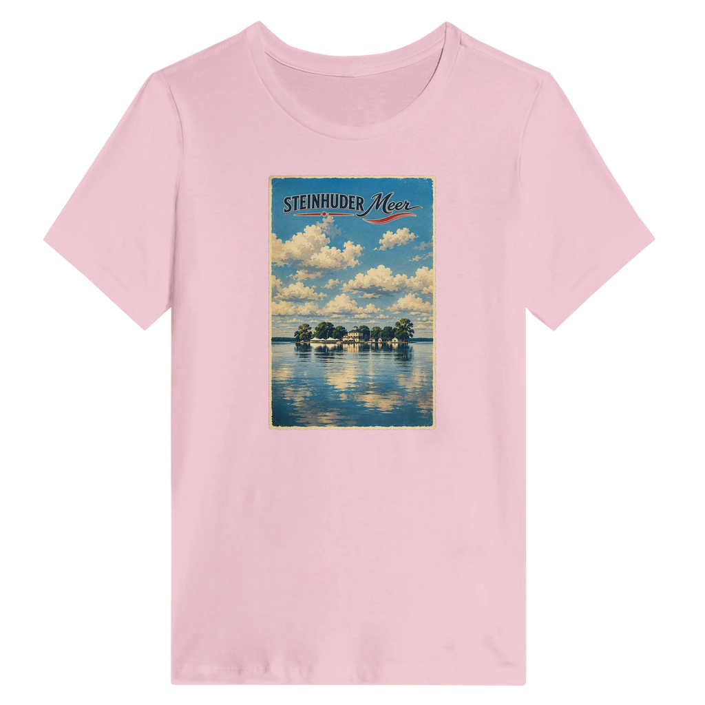 Damen-T-Shirt in Weiß mit Motiv „Wilhelmstein im Steinhuder Meer“