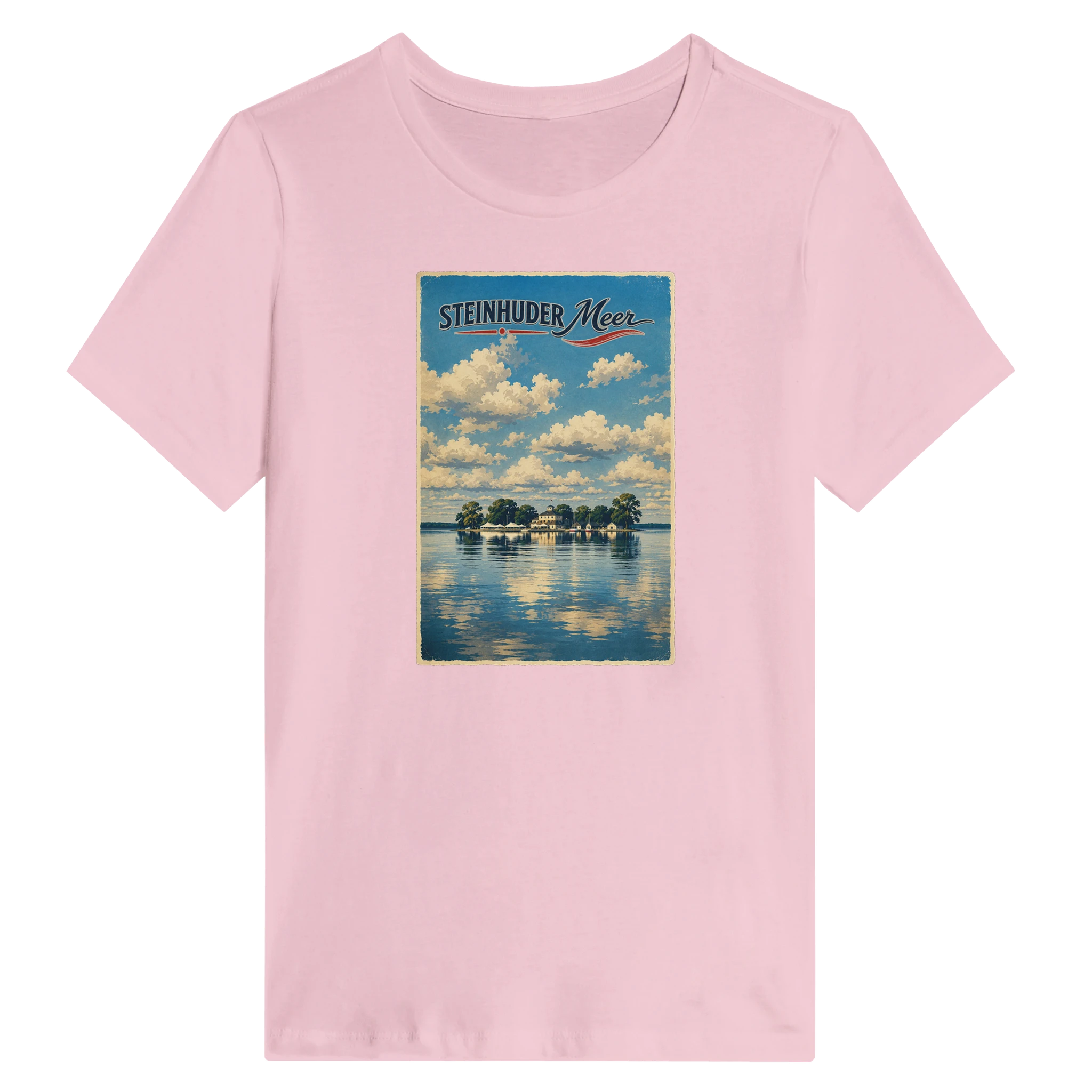 Damen-T-Shirt in Weiß mit Motiv „Wilhelmstein im Steinhuder Meer“
