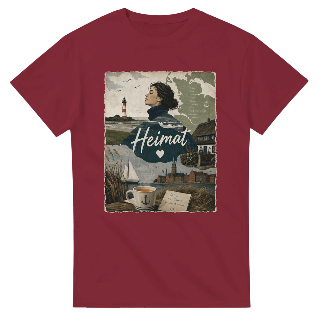 T-Shirt in Natur mit Motiv „Heimat mit Herz“