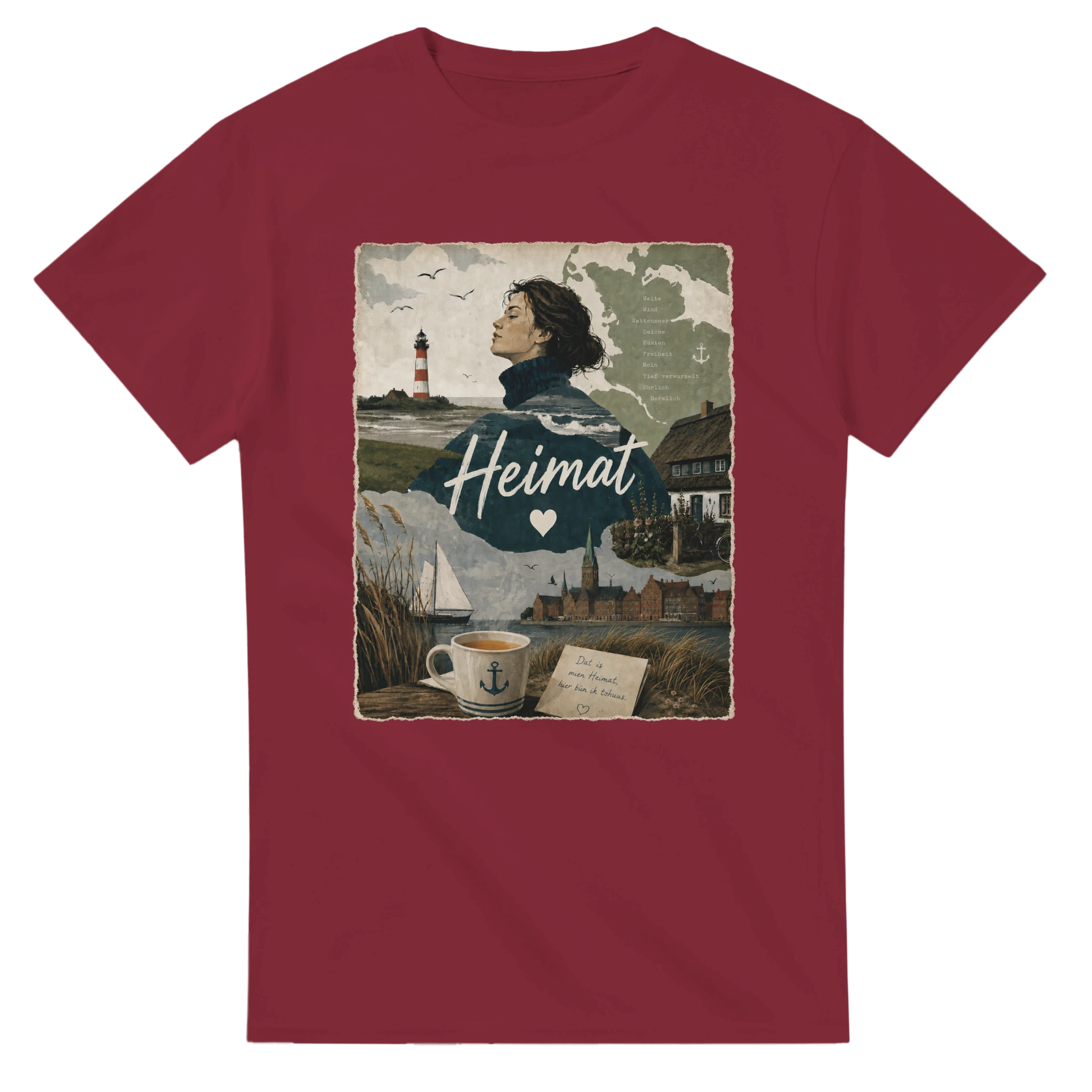 T-Shirt in Natur mit Motiv „Heimat mit Herz“