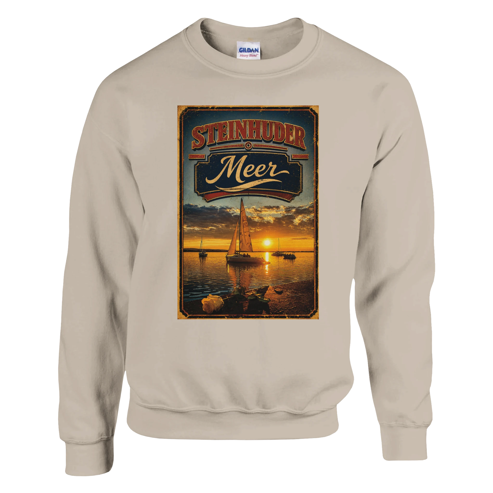Pullover in Weiß mit Motiv „White Night am Wilhelmstein mit Sunset“