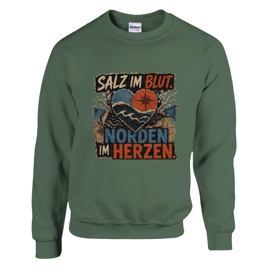 Pullover in Weiß mit Motiv „Salz im Blut. Norden im Herzen.“