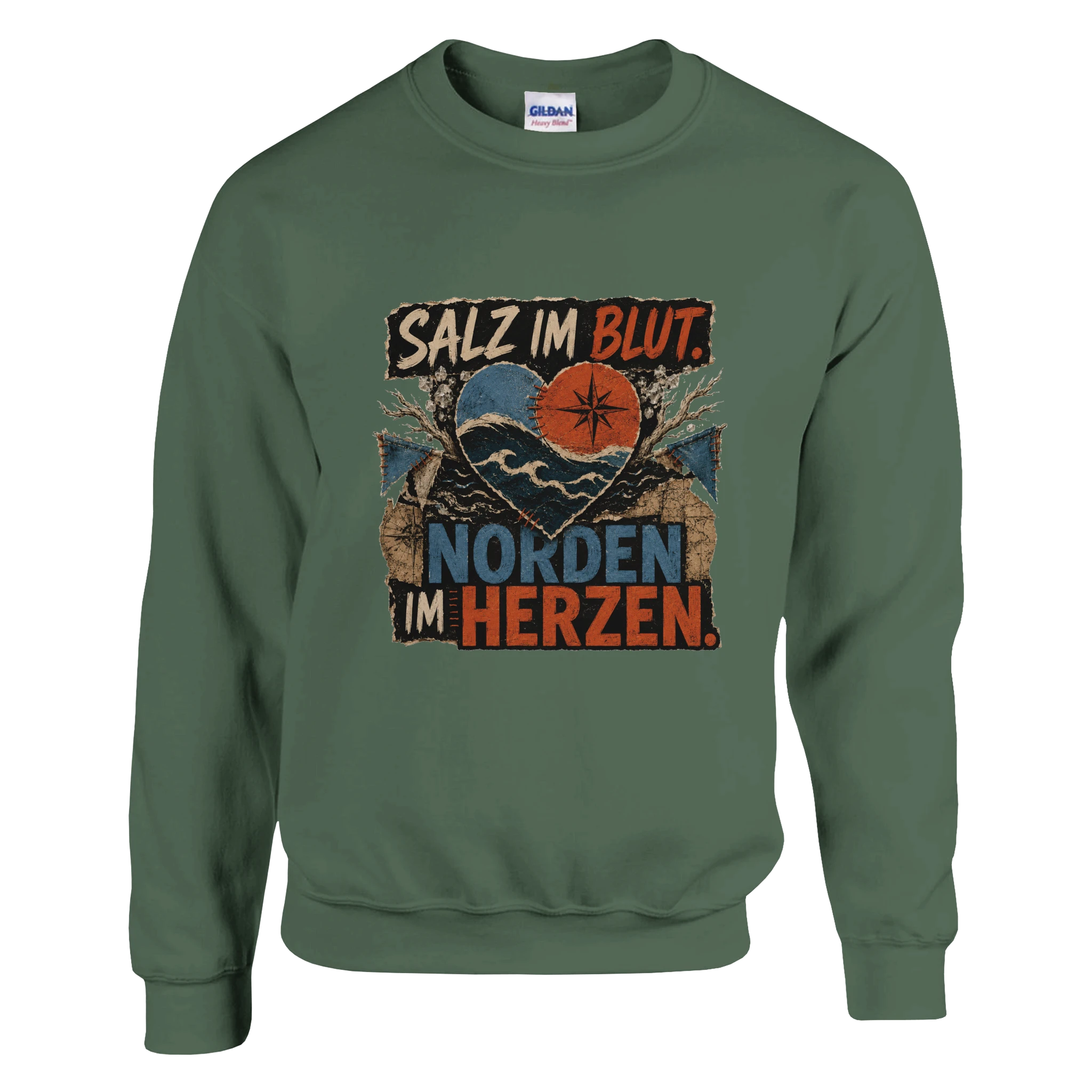 Pullover in Weiß mit Motiv „Salz im Blut. Norden im Herzen.“