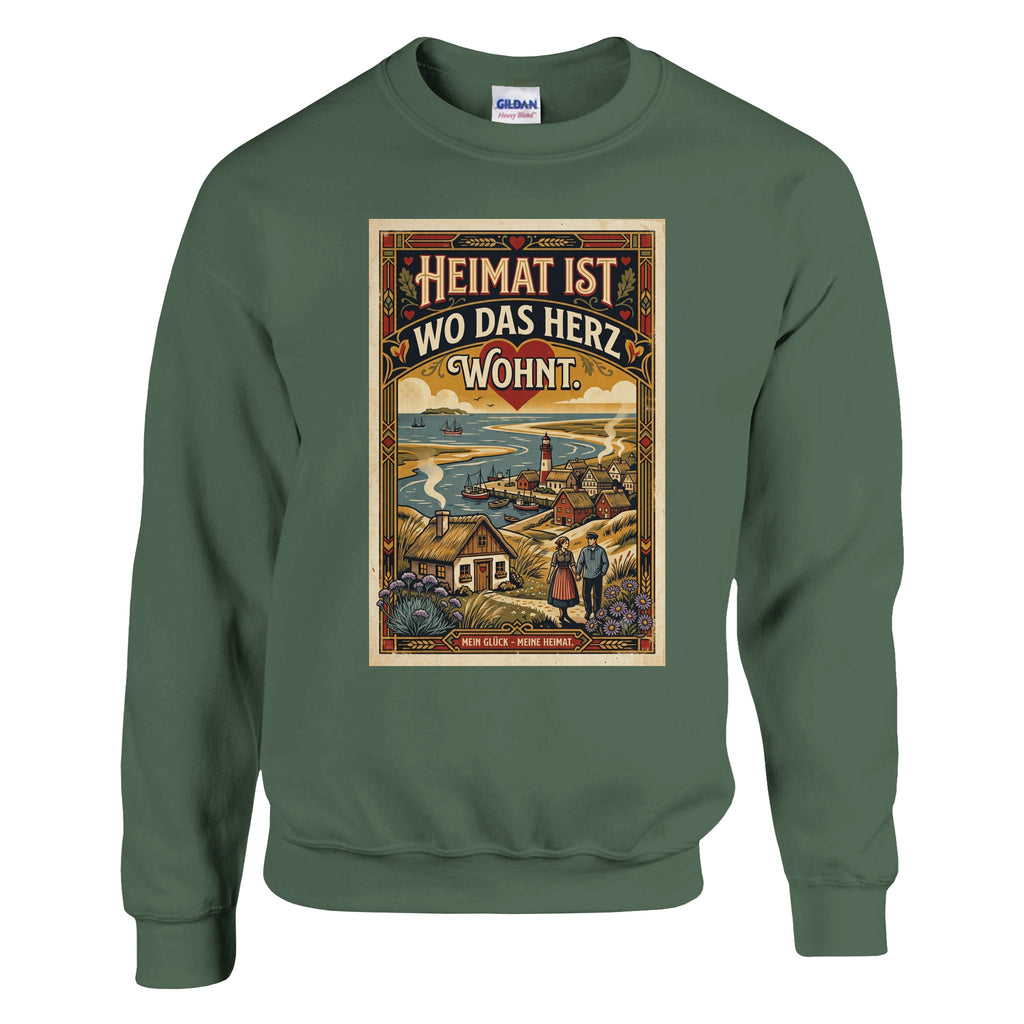 Pullover in Hellrosa mit Motiv „Heimat ist, wo das Herz wohnt“