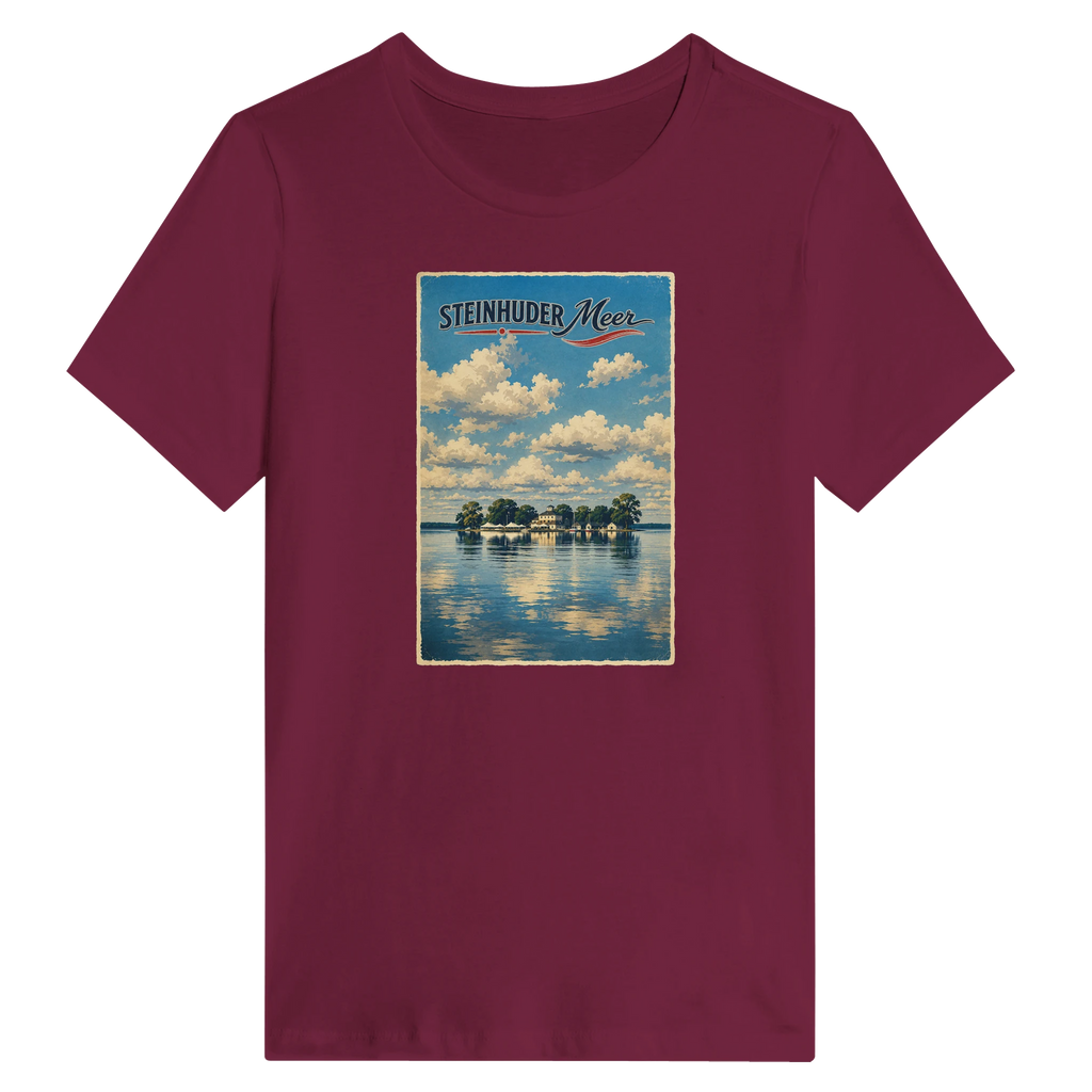 Damen-T-Shirt in Zitronengelb mit Motiv „Wilhelmstein im Steinhuder Meer“