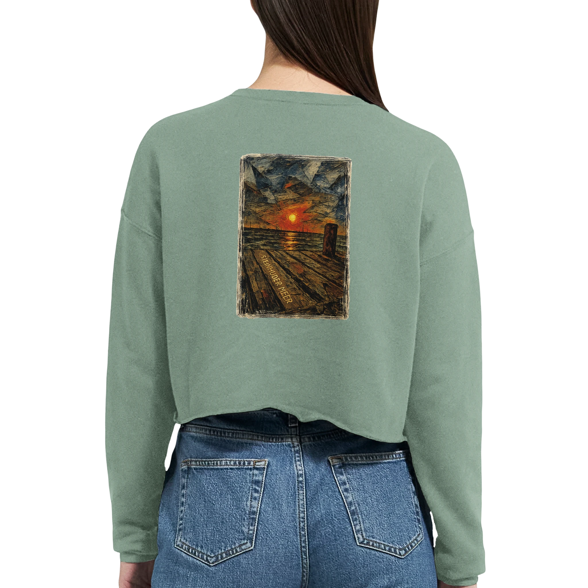 Damen-Pullover in Mauve mit Motiv „Steinhuder Meer Kunst“