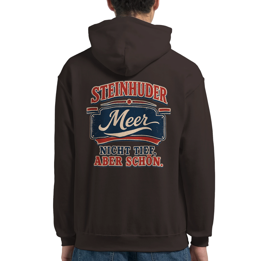 Hoodie in Weiß mit Motiv „Nicht tief, aber schön – HeimatLiebe“